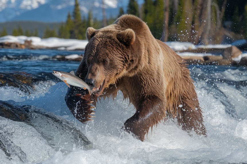 grizzly bears behaving naturally